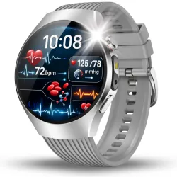 Smartwatch Męski Zegarek Angelo AT116 srebrny Rozmowy Ciśnienie EKG AMOLED Puls Menu PL